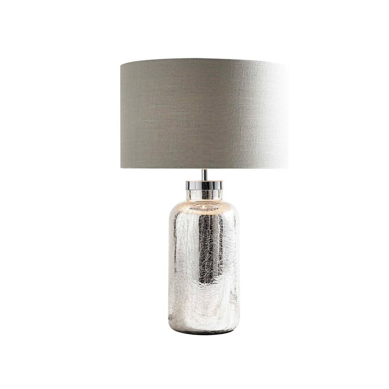 Ronde stof nachtlicht platteland 1-licht slaapkamer tafelverlichting in grijs met knetelknopfles