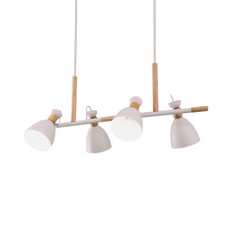 Metal Dome Shade Island Chandelier 4-Head Nordic Style Hanging Pendant Lamp in Green/Grey/White