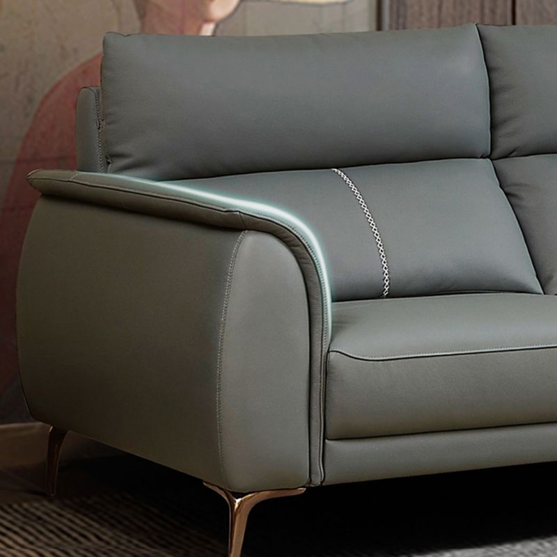 Flared Arms Sectionals Genuine Leather Sectional Sofa for Living Room