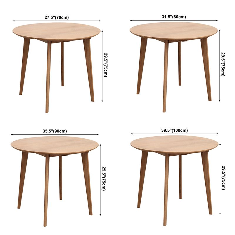 Contemporary Round Dining Table Oak Solid Wood Table for Home Kitchen Dinner