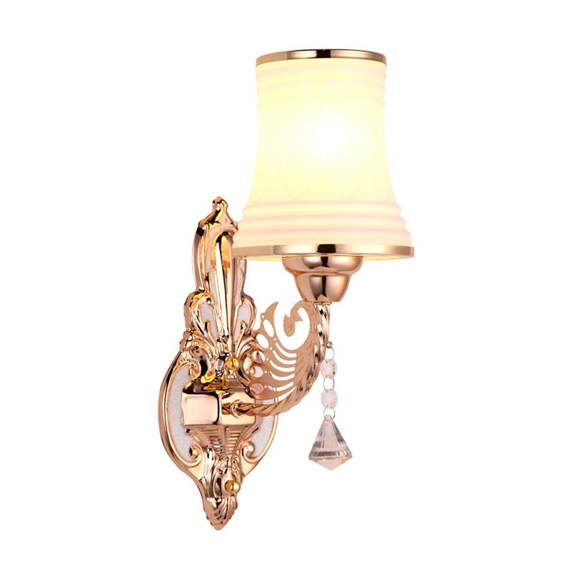 Opale Verre effilée de la cloche Ticle d'écran d'éclairage moderne 1 HEAD WABLE SHOWROGH SONNE MUR DE MUR EN GOL