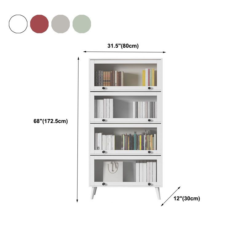 Modern Style Bookcase Closed Back Bookshelf with Glass Door for Home Office