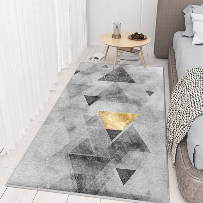 Grey Contemporary Rug Polyester Graphic Rug Non-Slip Backing Rug for Home Decor
