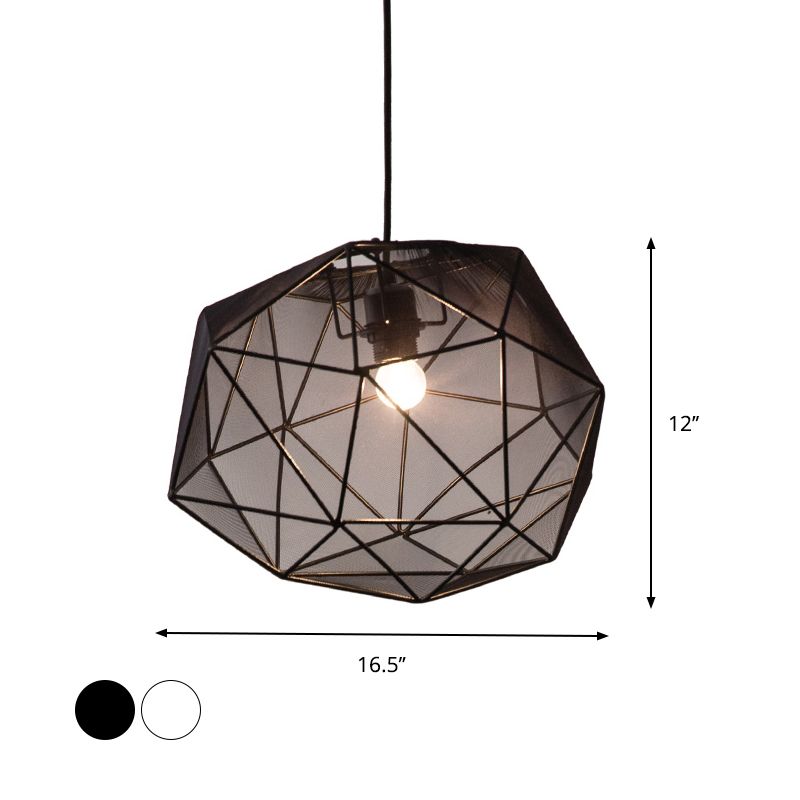 Tessuto a sospensione sospeso per camera da letto geometrica singola illuminazione sospesa moderna in nero/bianco