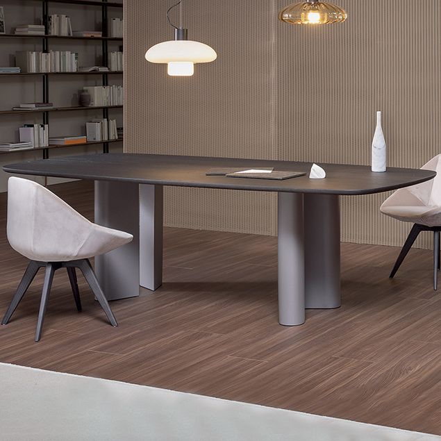 Modern Solid Wood Dining Table for restaurant Rectangle Table with Double Pedestal