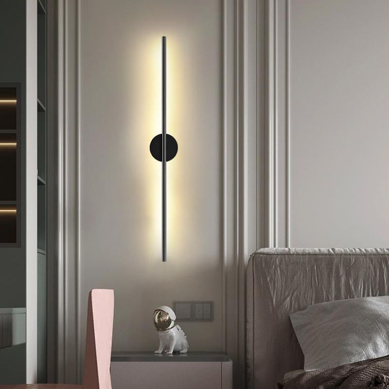 Single Contemporary Black Wall Mounted Sconce LED Linear Wall Light for Bedroom