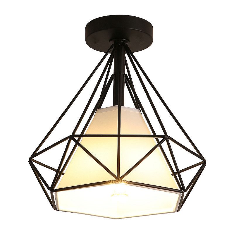 Industrial Style Geometry Shape Ceiling Light Metal 1 Light Ceiling Light for Restaurant