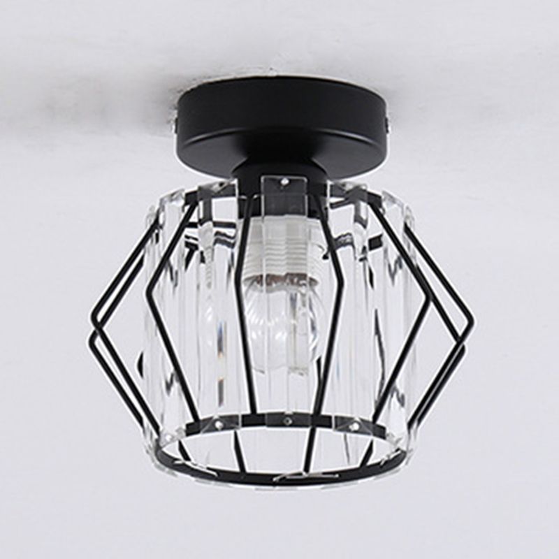 Crystal Shaded Semi Flush Light Fixture Minimalist-Style Close to Ceiling Lamp