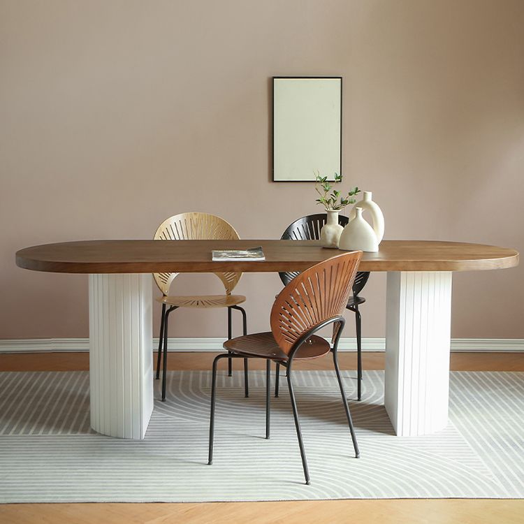Modern Dining Oval Table Dining Wooden Table for Restaurant with Wood Legs