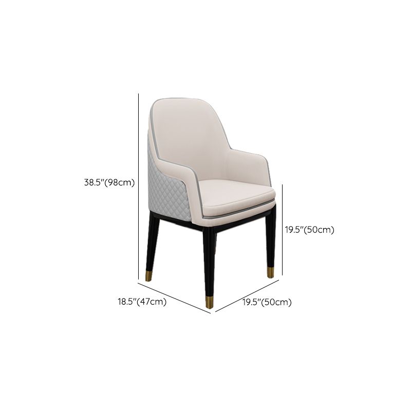 Glam Style Parsons Arm Chair Leather Dining Chair for Living Room