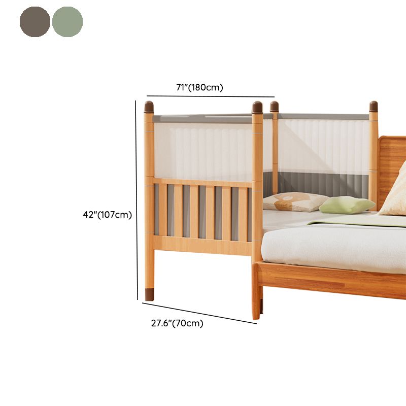 Scandinavian Brown Nursery Crib Wooden Nursery Bed with Guardrail