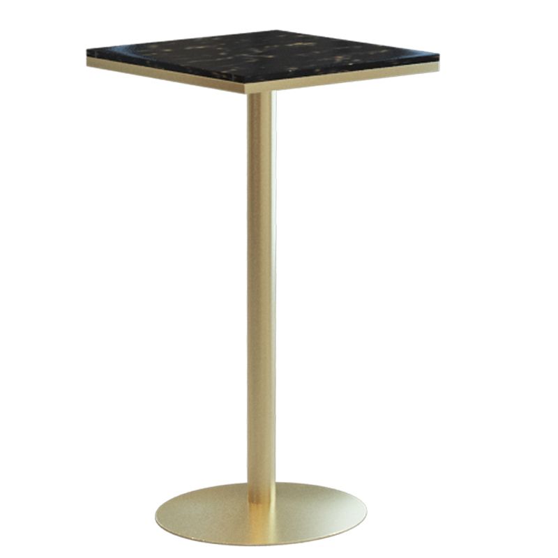 Glam Faux Marble Pub Table Cocktail Bar Table with Metal Pedestal