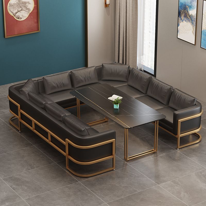 Industrial Sintered Stone Dinner Room Kitchen Table Black Table with Gold Frame for Dining Room