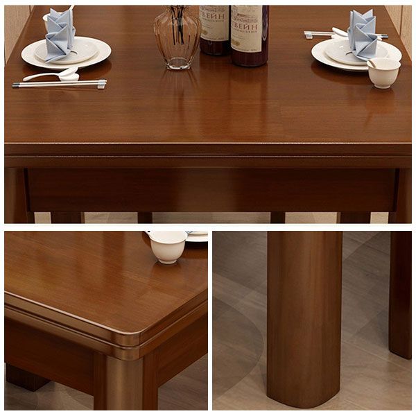 Mesa de comedor industrial cuadrado Mesa fija de madera con madera de goma sólida