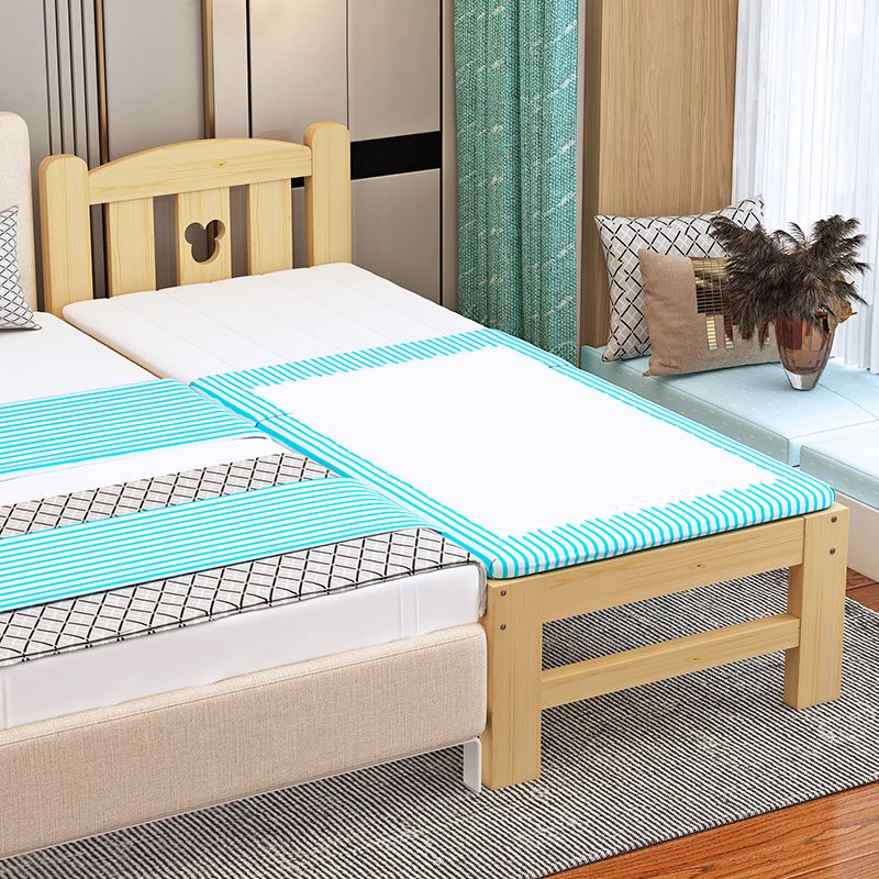 Glam Baby Crib with Mattress Washed Natural Wood with Guardrail Nursery Bed