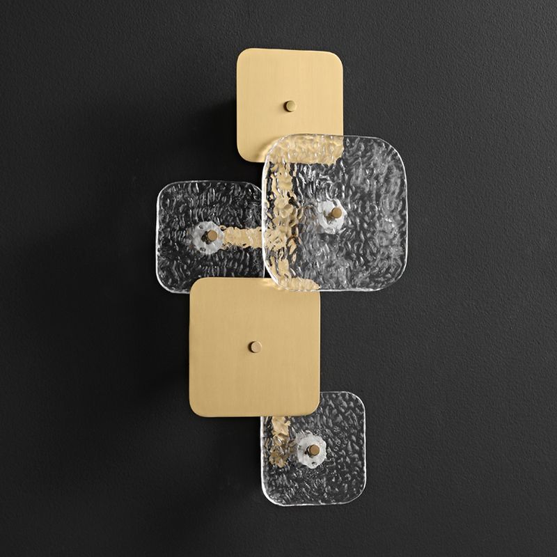 Modern Metal Wall Sconce Square Shape Wall Light with Glass Shade for Bedroom