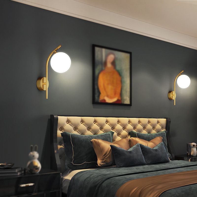 1 Light Ball Wall Sconces Modern Style Glass Wall Mounted Lamps