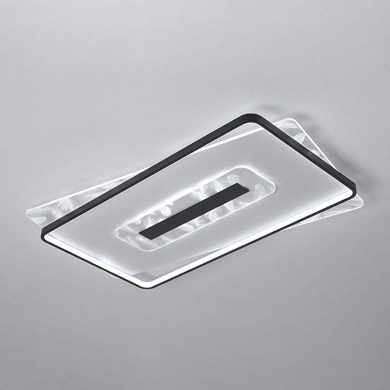 Metal Square Shape Flush Ceiling Light Modern Style 2 Lights Flush Ceiling Light Fixtures