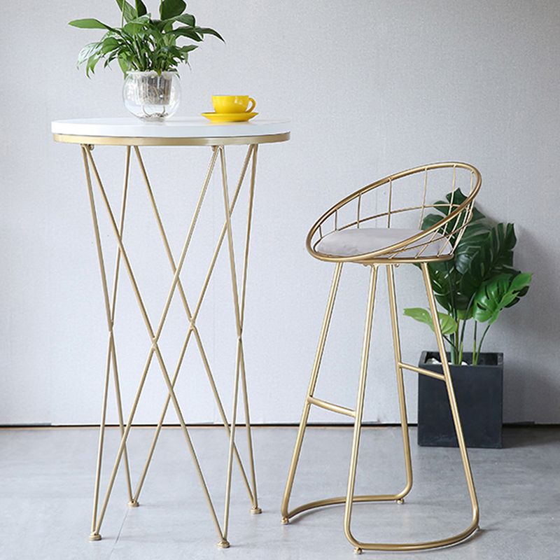 Contemporary Style Counter Stool Upholstered Bar Stool with Metal Base
