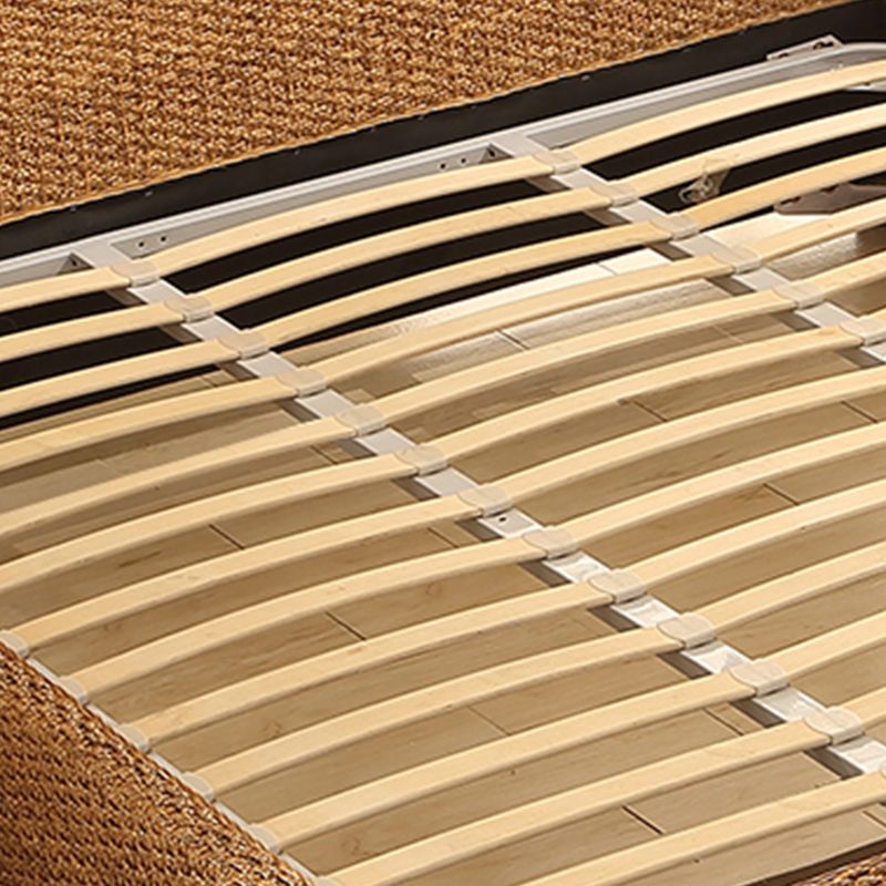 Tropical  Rattan Standard Bed with Headboard Bed and Beech Legs