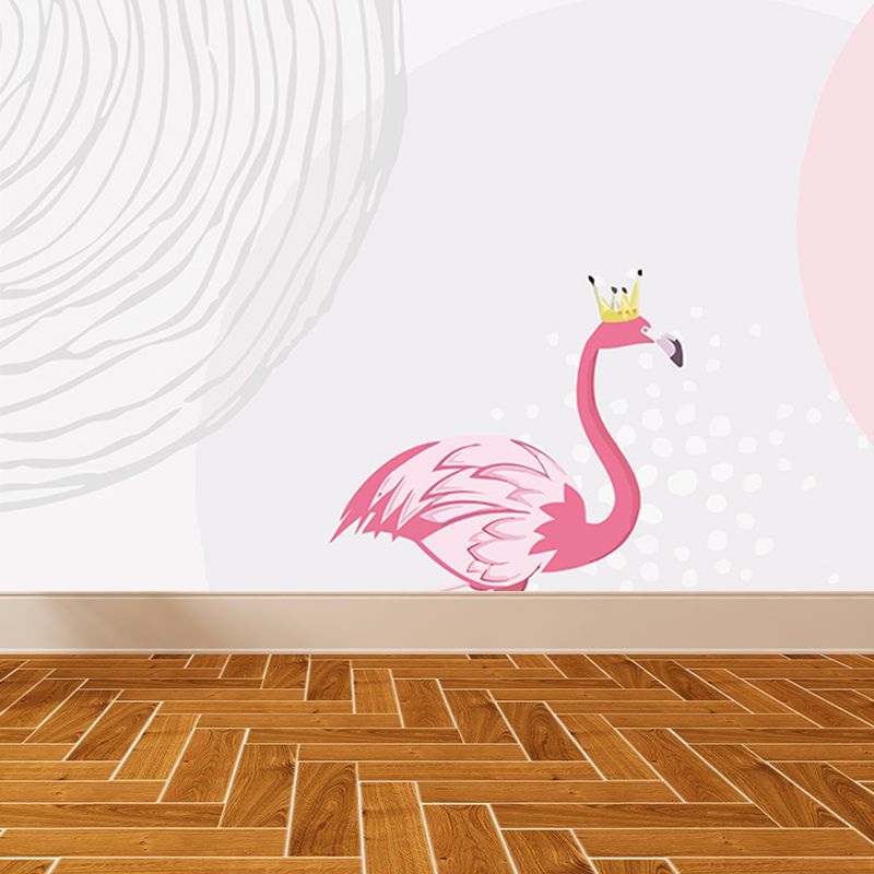 Greater Flamingo Wall Mural Contemporary Non-Woven Wall Covering in Pastel Color