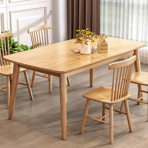Rectangular Modern Solid Wood Dining Table Natural Finish Dining Furniture with Four-leg