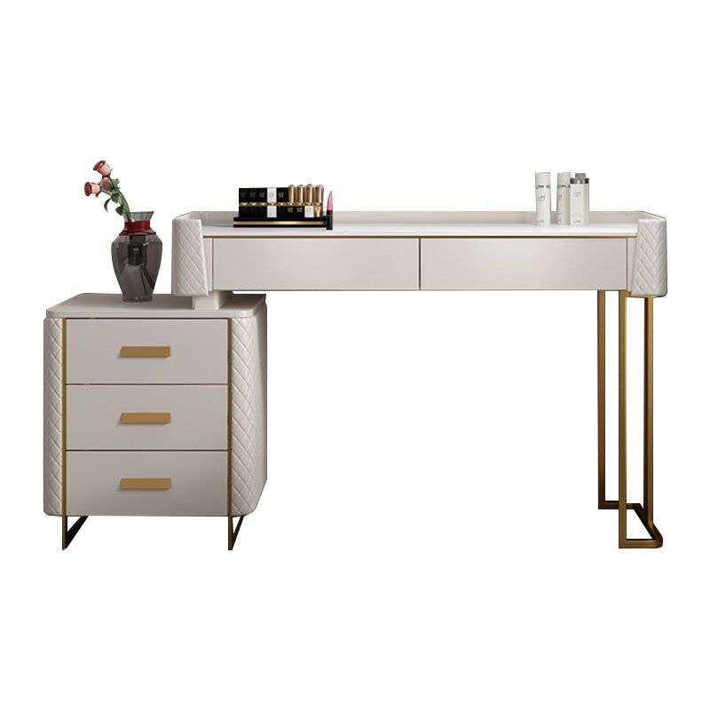 Glam Wooden Vanity Makeup Table Set 5-Drawers Dressing Table