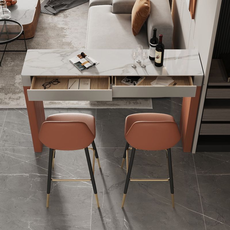 Orange Bar Stool and Table Set Contemporary 1/2/3 Pieces Bar Table Set