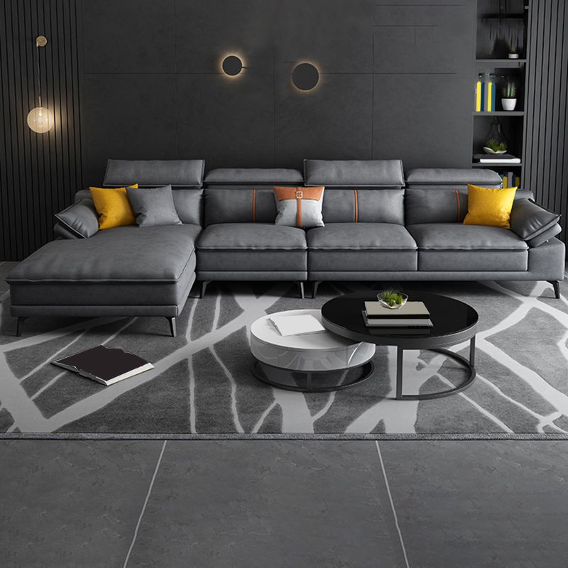 Grey Modern Adjustable Sofa & Chaise Pillow Top Arm Sectional