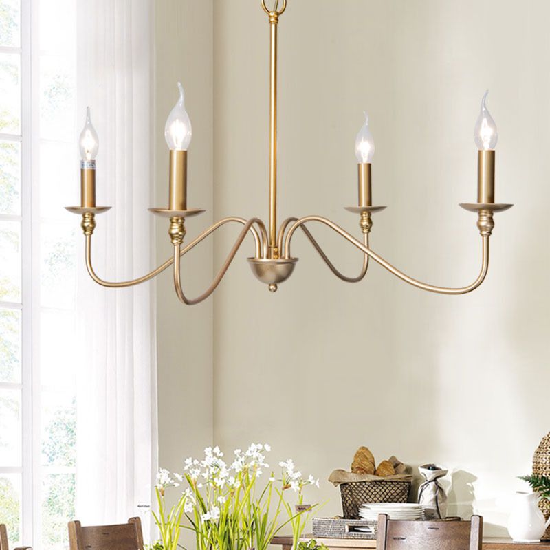 Chandelle suspendue à la bougie Light Light Traditional Swooping Bras Plafond Chandelier pour le salon