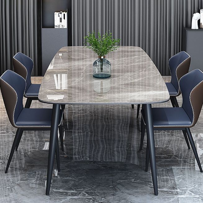 Stone and Steel Dining Table Industrial Grey Dinner Room Kitchen Table