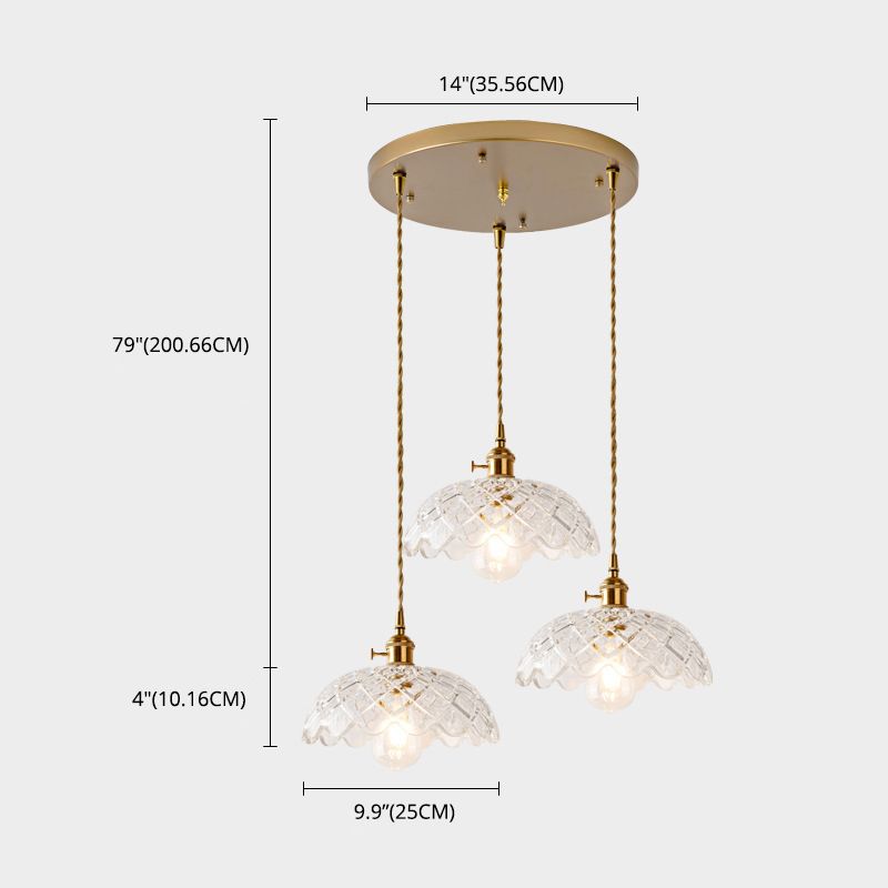 3 Lights Multi Light Pendant Modern Simple Prismatic Glass Hanging Light for Restaurant