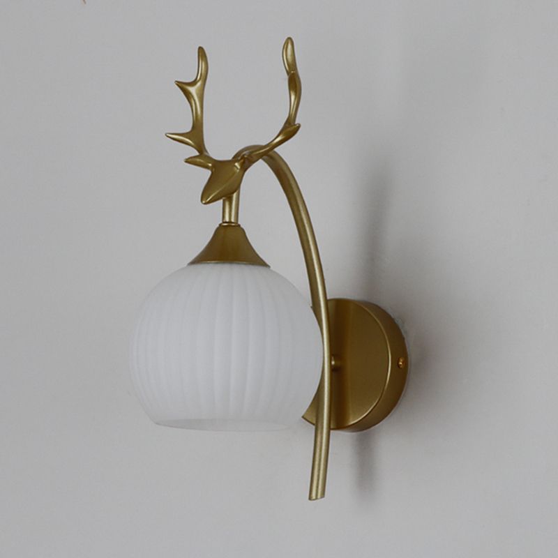 Glass Shade Wall Mounted Sconce Modern White Shade Wall Lights for Bedroom