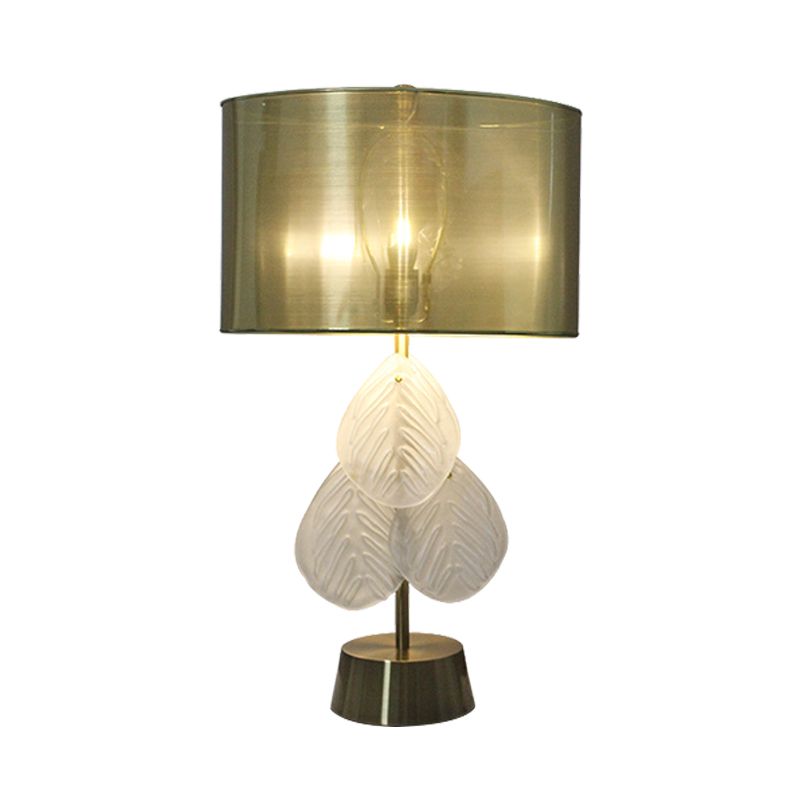 Lampe de bureau en forme de feuille, modernisme, cristal taillé à la main, 1 ampoule, lampe de table de nuit en or