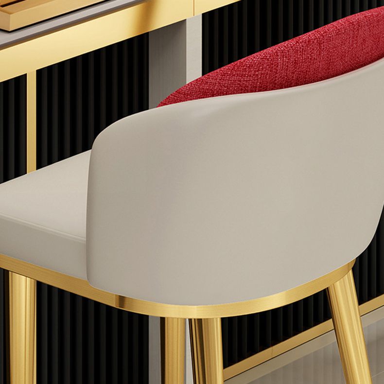 30.34'' Leather Glam Bar Stool Matte Finish Upholstered Restaurant Stool