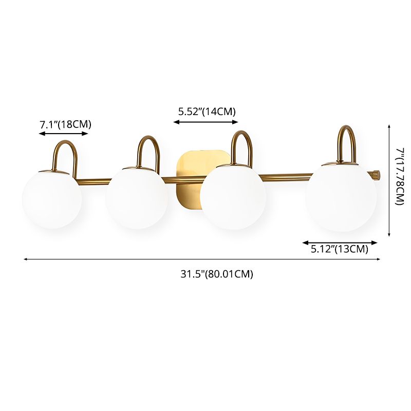 Global Glass Shade Vanity Wall Sconce Metal Armed Vanity Mirror Lights for Bedroom Bathroom