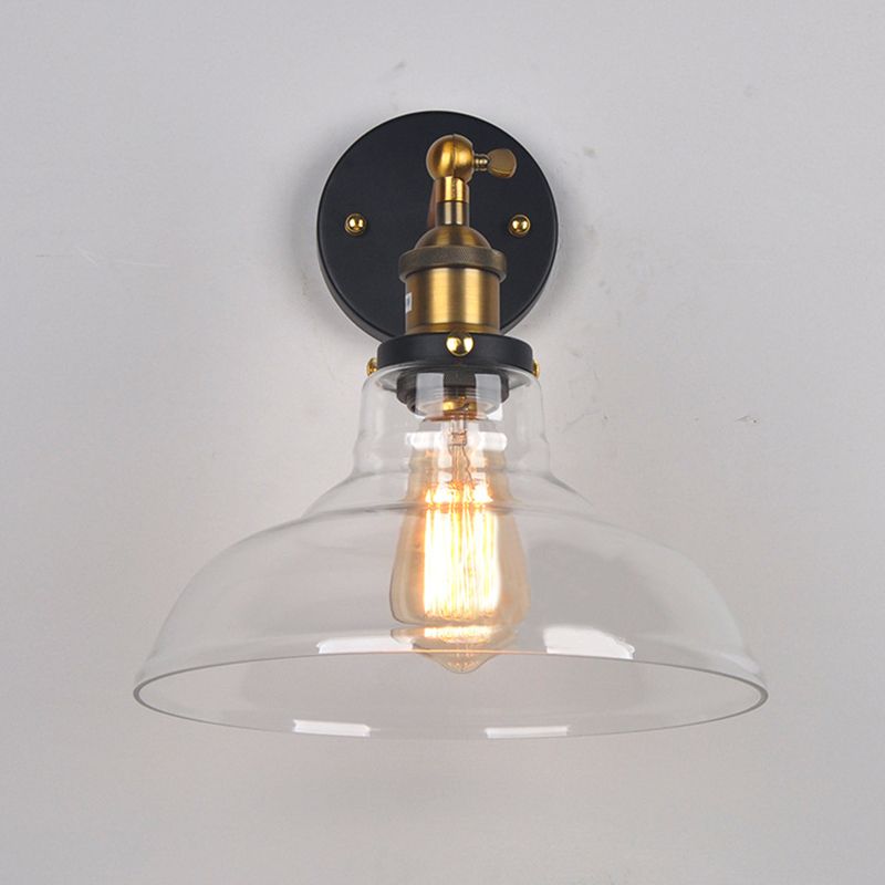 1 lumière en verre transparent en verre luminaire monté sur grange industrielle montant la lumière murale pour la salle et le foyer