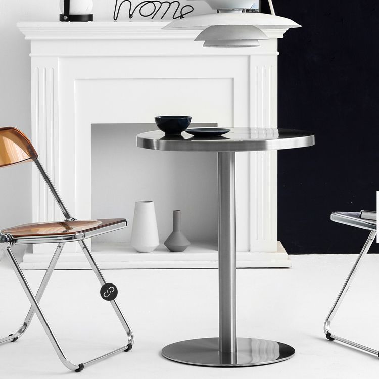 Industrial Dining Room Table Stainless Steel Table with Pedestal Table for Home Kitchen Dinner