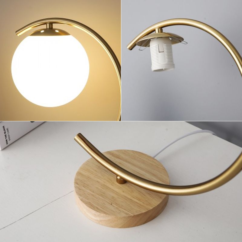 Ultra-modern Simplicity Globe Table Lamp White Glass Nightstand Lamp for Bedroom