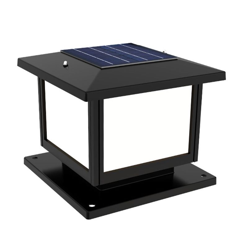 Modern Geometric Pillar Lamp Minimalist LED Solar Lighting Fixture for Garden