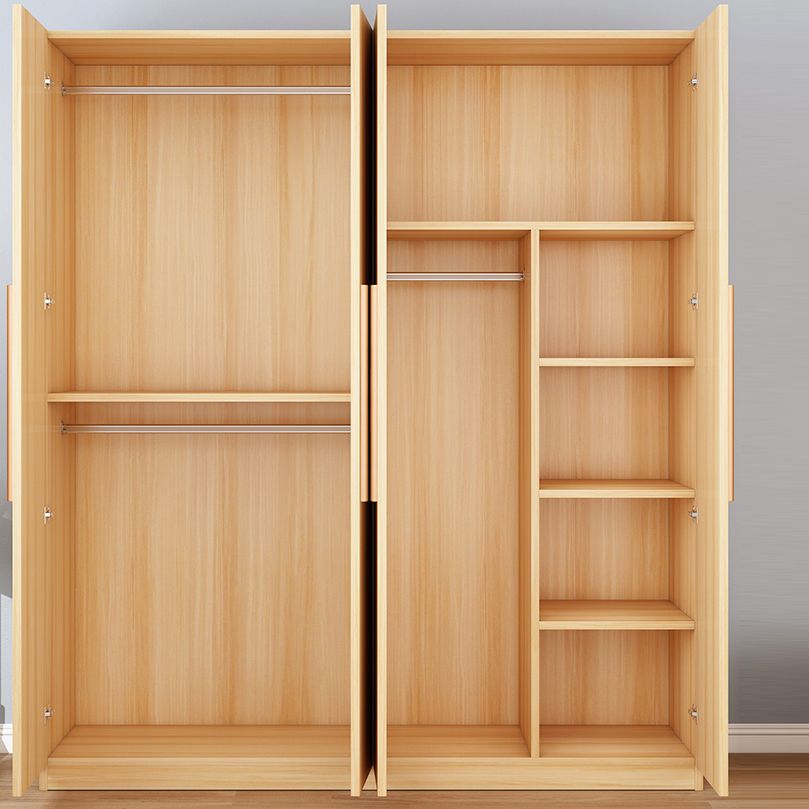 Wooden Frame Wardrobe Freestanding Wardrobe Armoire with Shelves and Clothes Rail