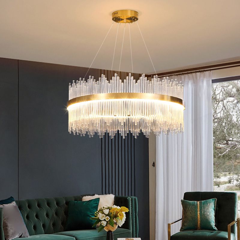 Luz de colgante LED de cristal de lámpara de lámpara de estilo contemporáneo para sala de estar