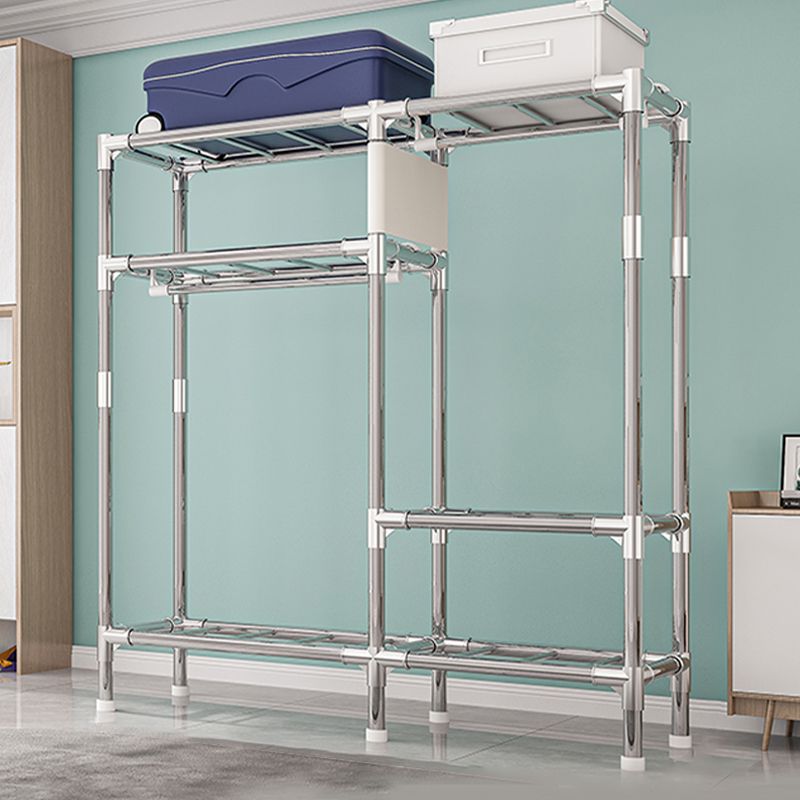 Contemporary Wardrobe Armoire with Shelves Steel Wardrobe Closet for Bedroom