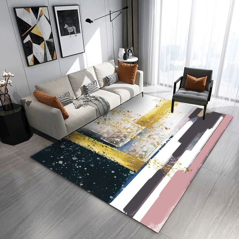 Contemporary Area Carpet Abstract Pattern Rug Polyester Non-Slip Carpet for Home Decor