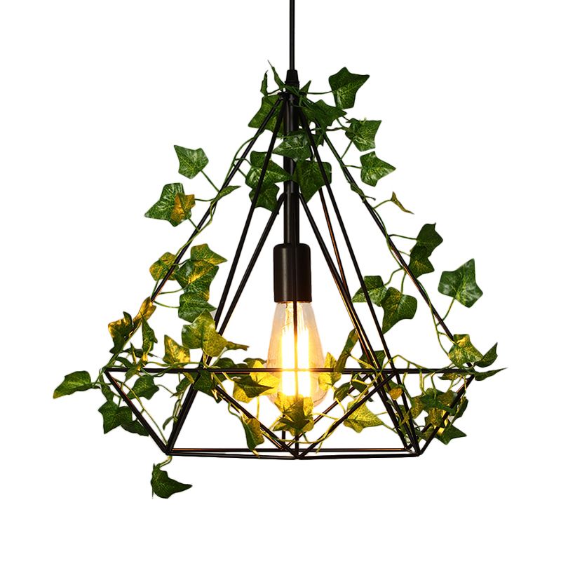 1 Kopfmetall Deckenleuchte Antique Black Diamond Restaurant Led Lighting Anhänger mit Pflanze, 10 "/15"/18 "W.