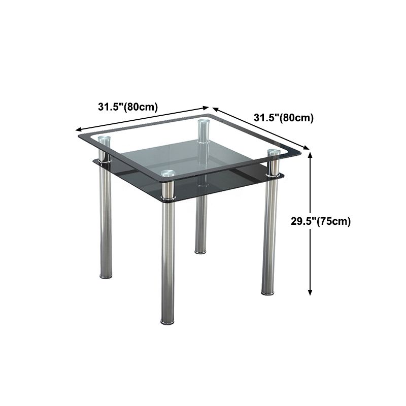 Metal Contemporary Dining Table Clear Glass Top Table for Dining Room