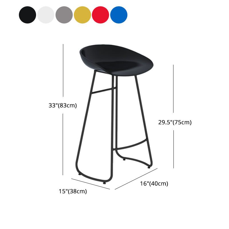 Modern Armless Backrest Counter Stool Iron Dessert Shop Bar Stool with Plastic Seat