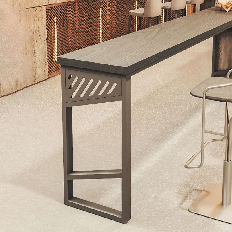 Industrial Rectangle Bistro Bar Desk Solid Wood Bistro Table with Double Pedestal