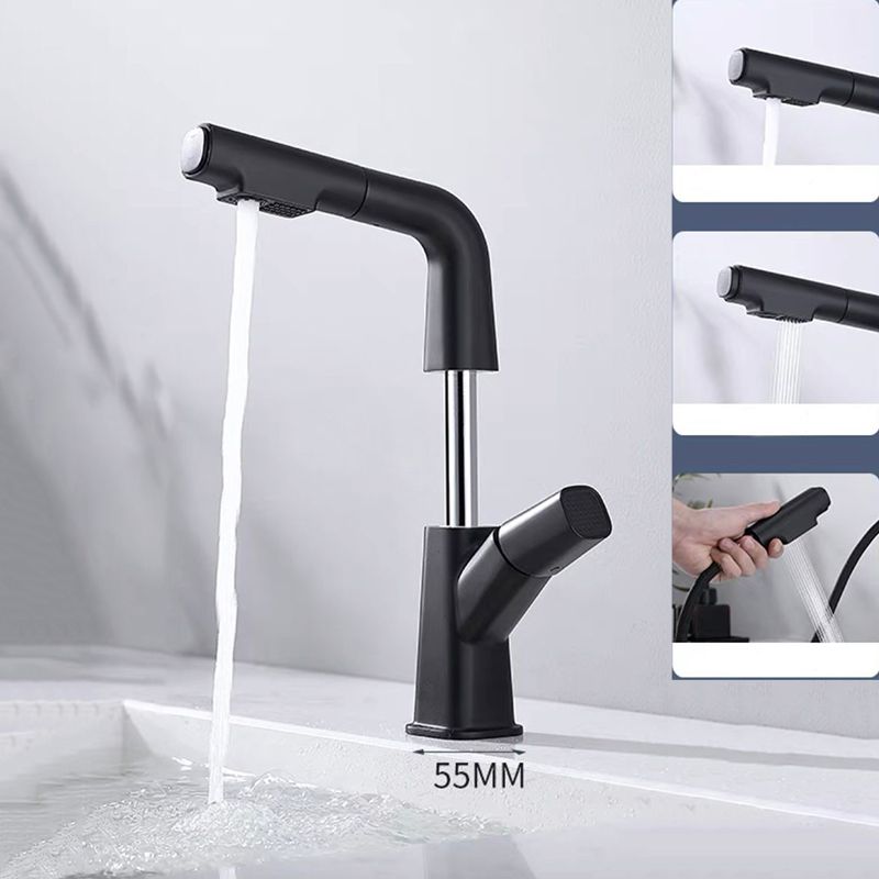 Modern Vessel Faucet Brass Lever Handles Swivel Spout Bathroom Sink Faucet