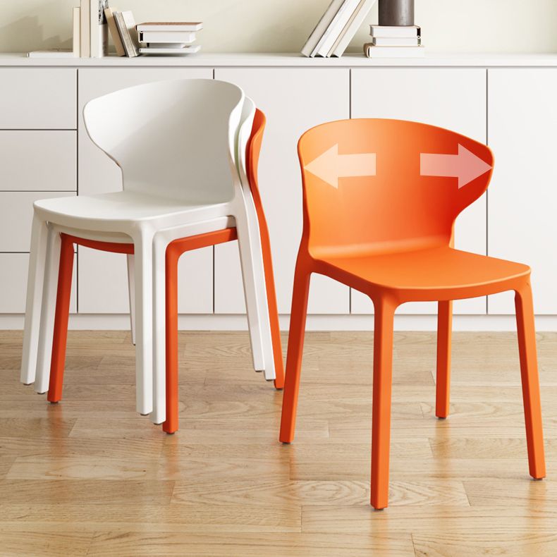 Contemporary Indoor Plastic Wingback Stackable Armless Dining Side Chair